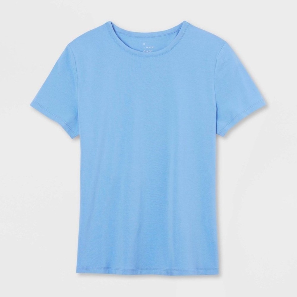 A New Day T-Shirt Women M Blue NEW Short Sleeve Crew Neck Jersey Stretch Cotton